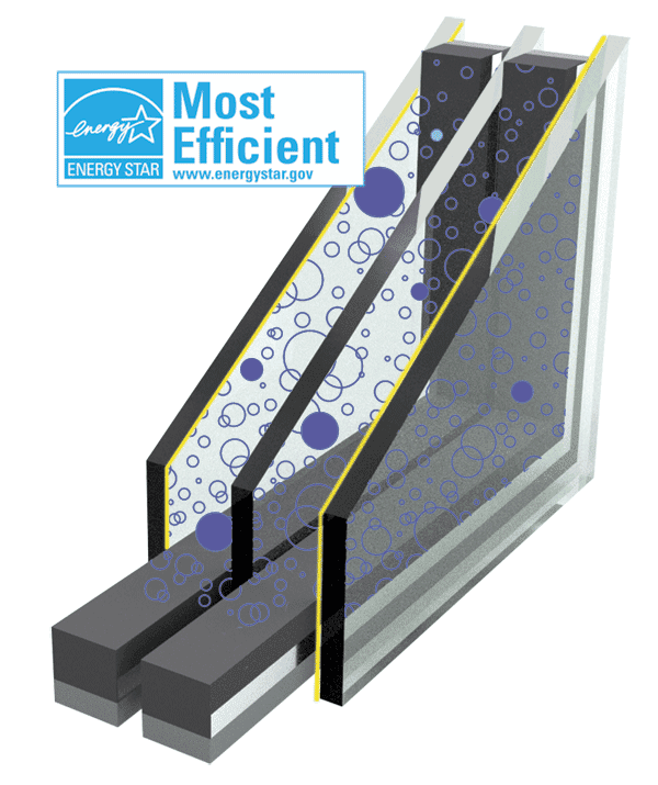 Triple Pane Window Cross Section.